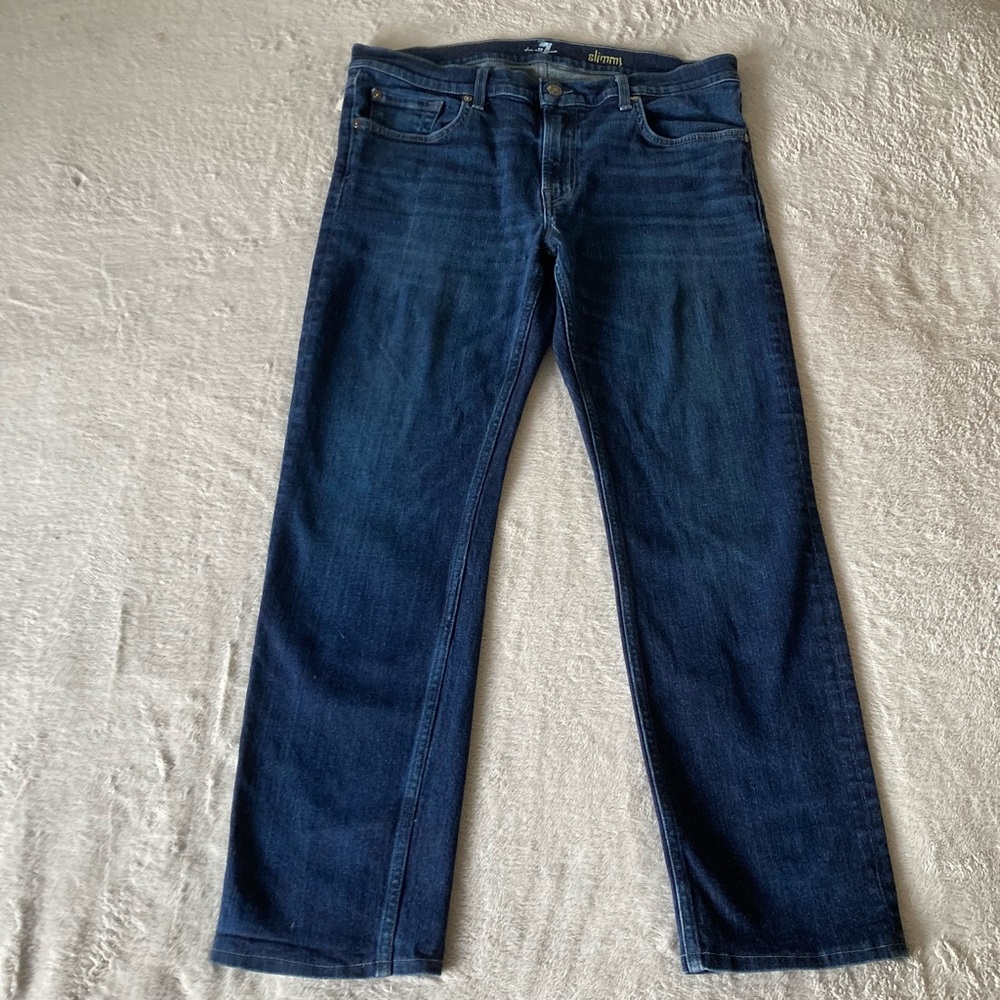 Men’s  7 for all mankind “slimmy” dark wash straight leg jeans size 36